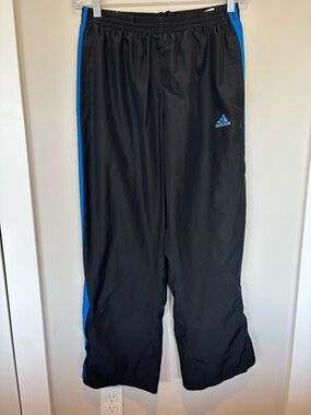 adidas Black Track Pants with Blue Side Panels